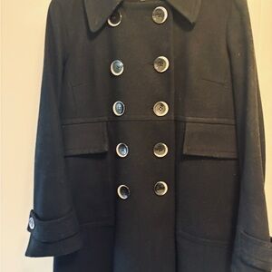 Classic Black Double-Breasted Women's Pea Coat